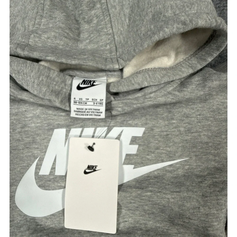 Nike Boy's Size 4 XS Heather Gray Fleece Hoodie NWT